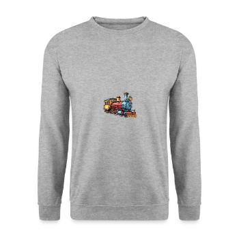 Lokomotive Hand gezeichnet cartoon - Unisex Pullover - Weißgrau meliert - Vorne - Alina (178cm) & Michal (187cm)