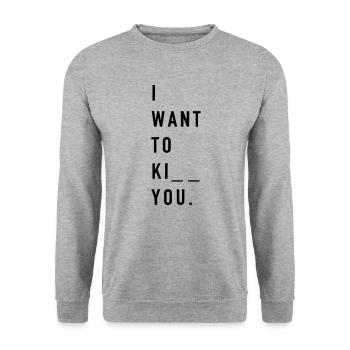 I want to k you - Unisex Sweatshirt - salt & pepper - Front - Alina (178cm) & Michal (187cm)