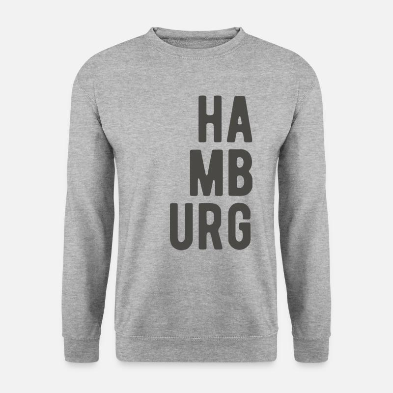 Hamburg Hamburger Sprüche Zitate Bilder Geschenk - Unisex Pullover - Weißgrau meliert