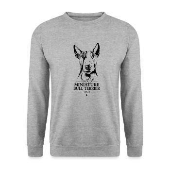 Bull Terrier miniature Papa Bullterrier Wilsigns - Sweat-shirt Unisexe - gris chiné - Devant - Alina (178cm) & Michal (187cm)