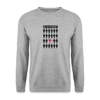 Karate Spruch für Karateka & Kampfsportler Kick - Unisex Pullover - Weißgrau meliert - Vorne - Alina (178cm) & Michal (187cm)