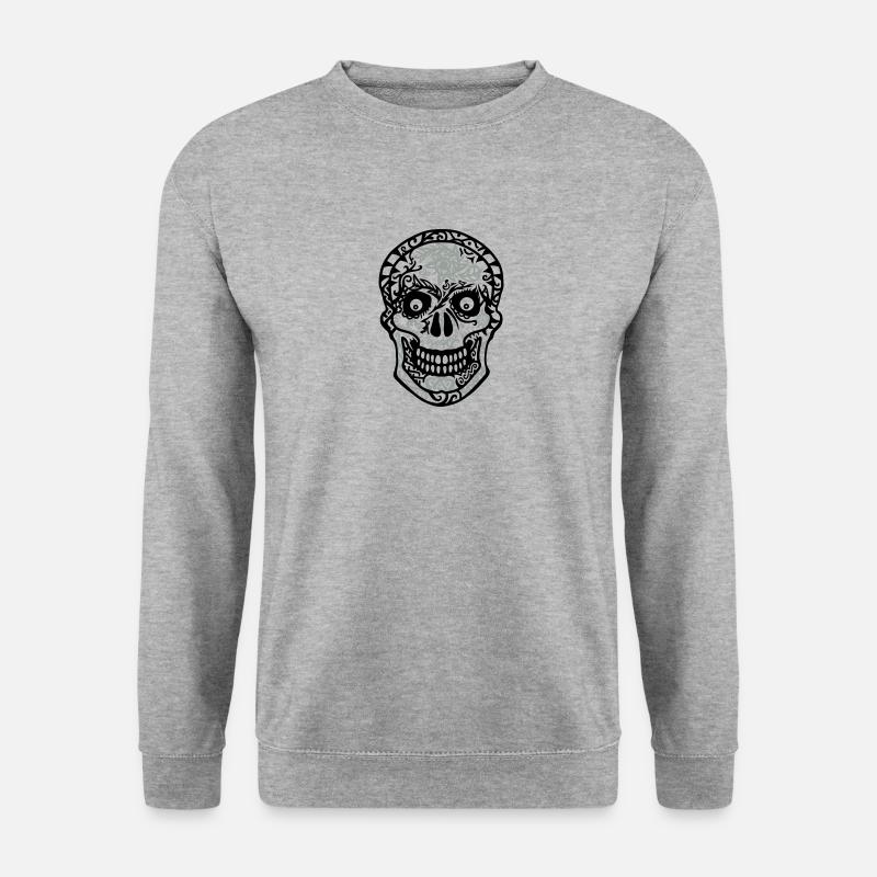 Totenkopf - Unisex Pullover - Weißgrau meliert