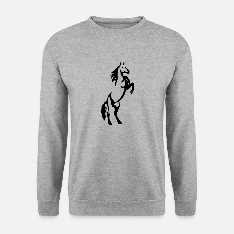 Steigender Hengst - Unisex Pullover - Weißgrau meliert