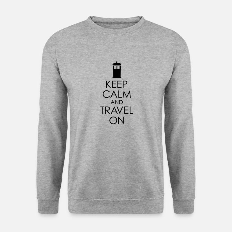 Keep Calm And Travel On - Unisex Pullover - Weißgrau meliert