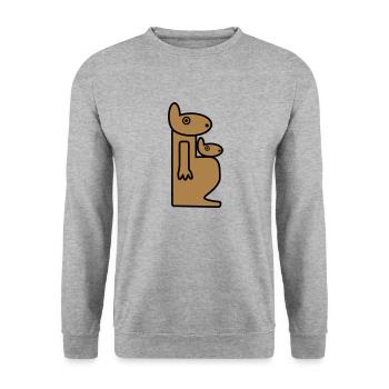 Känguru | Mutter & Kind | Schwangerschaft | Baby - Unisex Pullover - Weißgrau meliert - Vorne - Alina (178cm) & Michal (187cm)