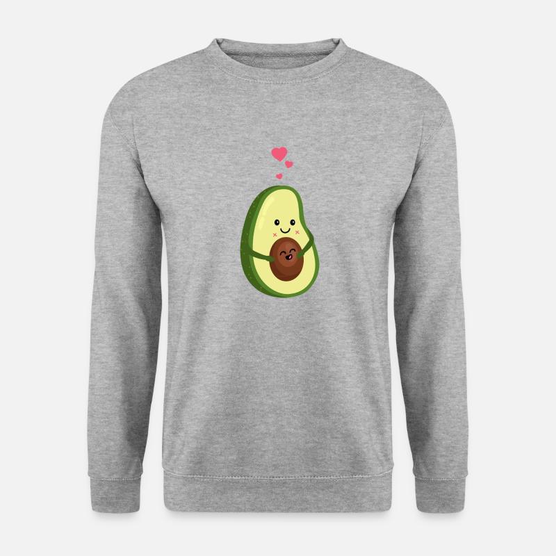 Schwangere Avocado - Herz - Liebe -Schwangerschaft - Unisex Pullover - Weißgrau meliert