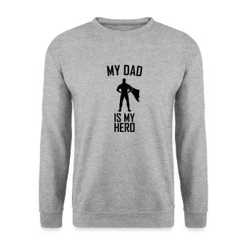 Mon père est mon héros super-héros - Sweat-shirt Unisexe - gris chiné - Devant - Alina (178cm) & Michal (187cm)