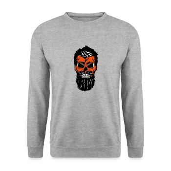 skull hipster skull beard mustache 2 - Unisex Sweatshirt - salt & pepper - Front - Alina (178cm) & Michal (187cm)