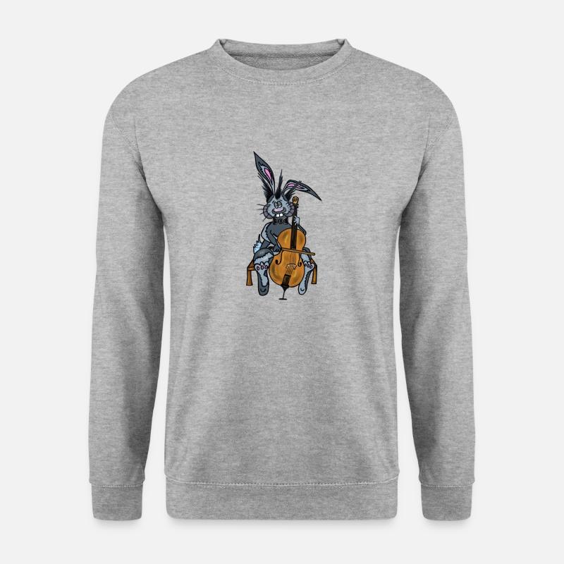Mischa der Hase spielt Cello - Unisex Pullover - Weißgrau meliert