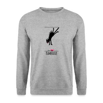 Kamekatze - Unisex Pullover - Weißgrau meliert - Vorne - Alina (178cm) & Michal (187cm)