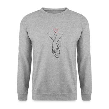 hands couple heart - Unisex Sweatshirt - salt & pepper - Front - Alina (178cm) & Michal (187cm)