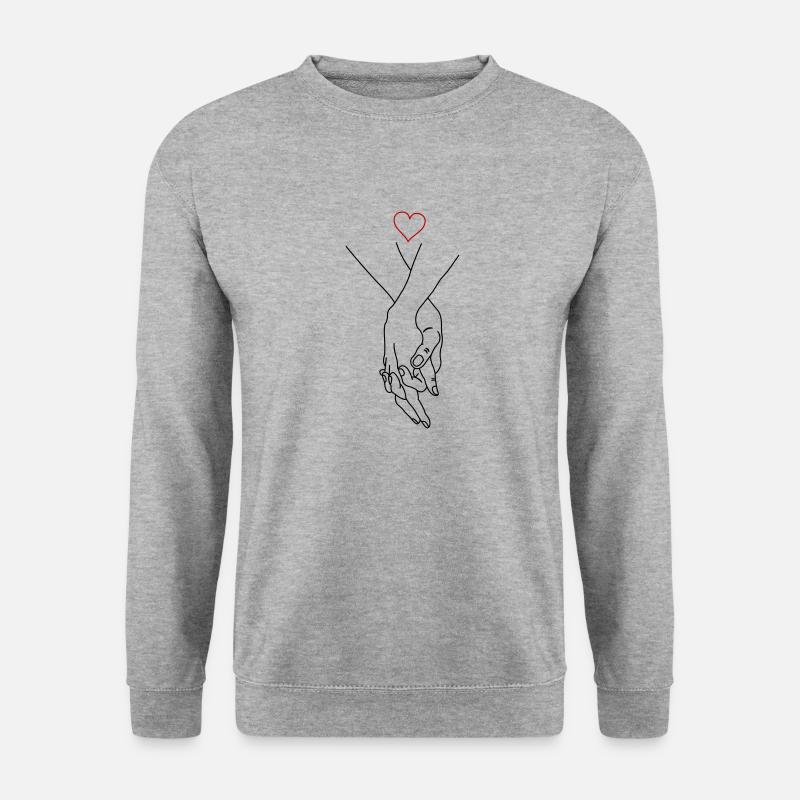 hands couple heart - Unisex Pullover - Weißgrau meliert