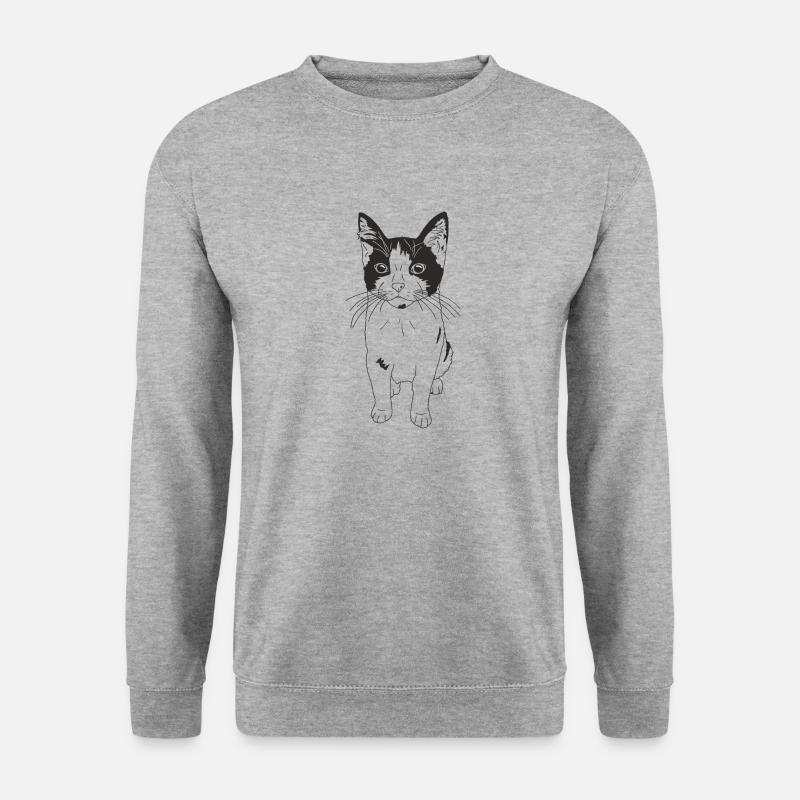 Süße Katze - Unisex Pullover - Weißgrau meliert