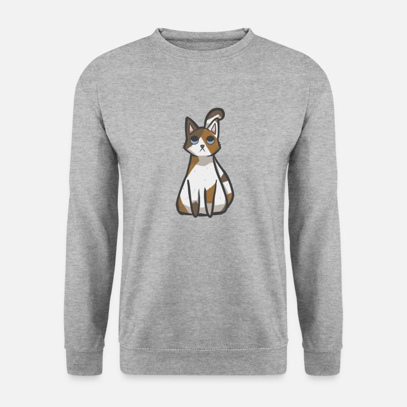 Kawaii Calico Katze - Unisex Pullover - Weißgrau meliert