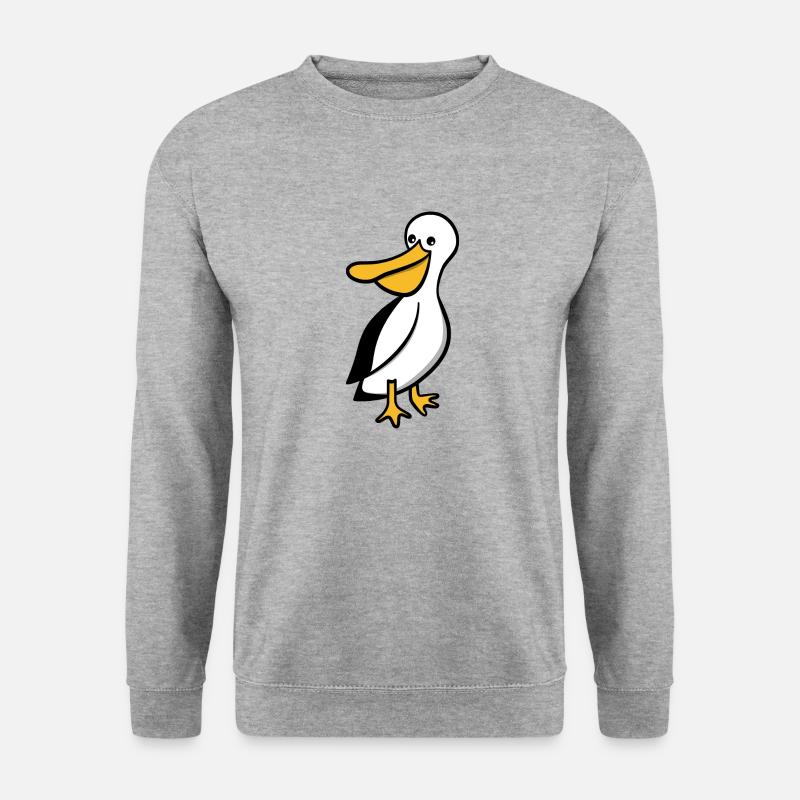 Pellie der Pelikan - Unisex Pullover - Weißgrau meliert