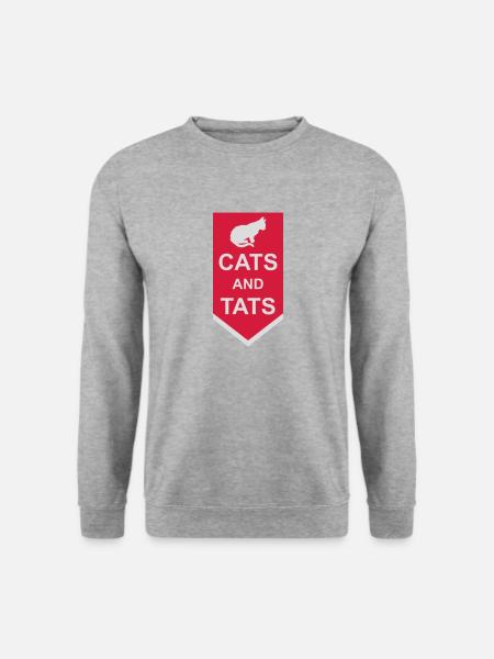 cats and tats Zitat - Unisex Pullover - Weißgrau meliert