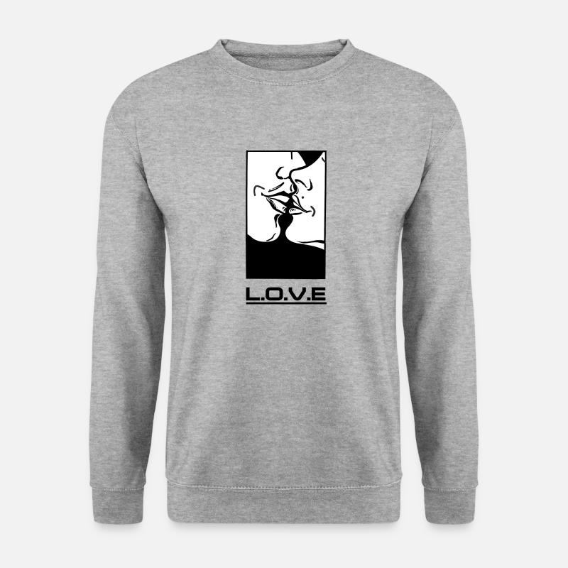 L.O.V.E Paar - Unisex Pullover - Weißgrau meliert