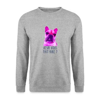keski vous fait rire cadeau - Sweat-shirt Unisexe - gris chiné - Devant - Alina (178cm) & Michal (187cm)