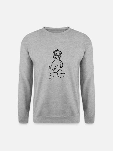 Pinguin-Karikatur - Unisex Pullover - Weißgrau meliert