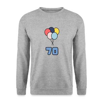 70. 70 ANS. 70e ANNIVERSAIRE. ANNIVERSAIRE 70 ANS. - Sweat-shirt Unisexe - gris chiné - Devant - Alina (178cm) & Michal (187cm)