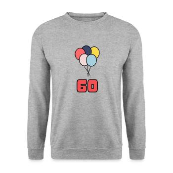 60. 60 ANS. 60e ANNIVERSAIRE. ANNIVERSAIRE 60 ANS. - Sweat-shirt Unisexe - gris chiné - Devant - Alina (178cm) & Michal (187cm)