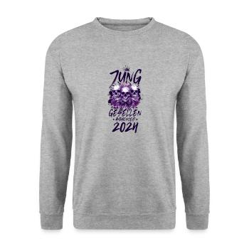 Crâne d’enterrement de vie de garçon 2024 - Sweat-shirt Unisexe - gris chiné - Devant - Alina (178cm) & Michal (187cm)