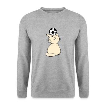 ballon jouant chat équilibre football tête fun - Sweat-shirt Unisexe - gris chiné - Devant - Alina (178cm) & Michal (187cm)