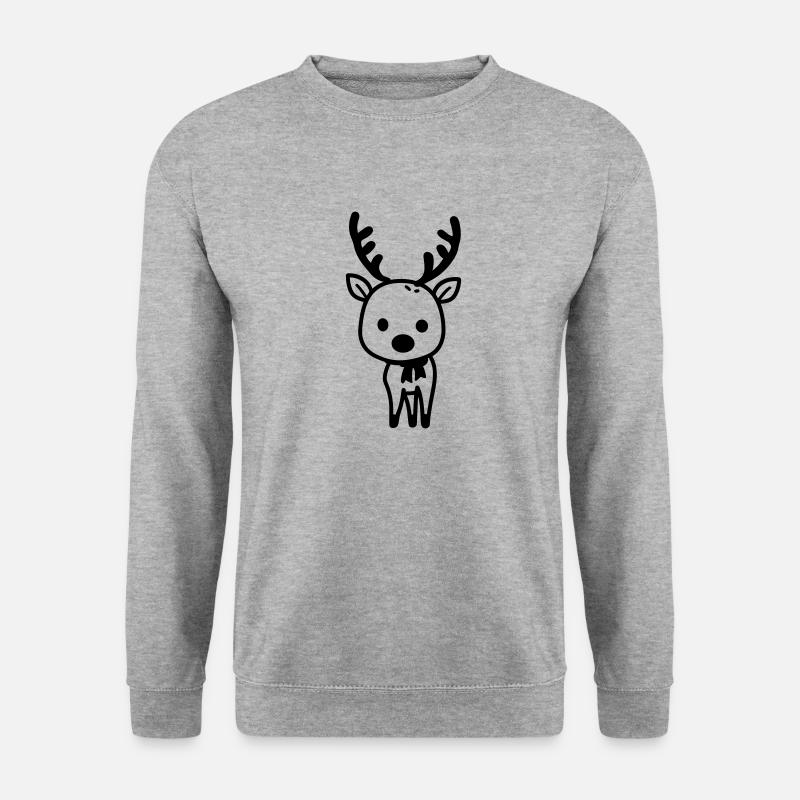 Hirsch - Unisex Pullover - Weißgrau meliert
