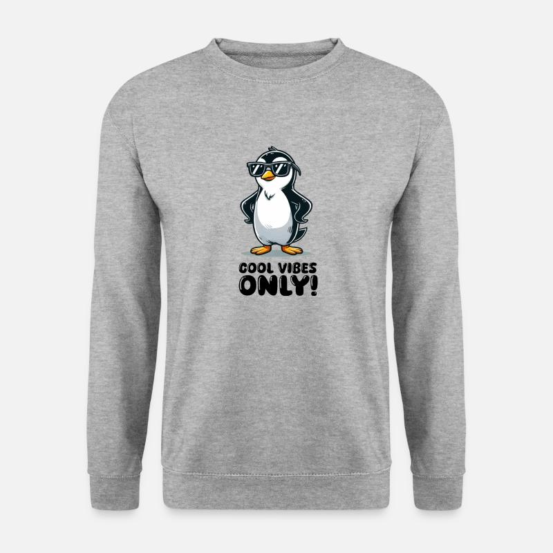 pinguin comic cool - Unisex Pullover - Weißgrau meliert