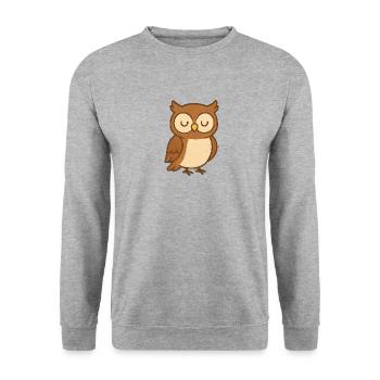 Eule - Unisex Pullover - Weißgrau meliert - Vorne - Alina (178cm) & Michal (187cm)