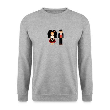 Elsässisches Elsass Elsässisches T-Shirt#tshirtalsace - Unisex Pullover - Weißgrau meliert - Vorne - Alina (178cm) & Michal (187cm)