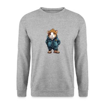 Hamster Funny Winter - Unisex Sweatshirt - salt & pepper - Front - Alina (178cm) & Michal (187cm)