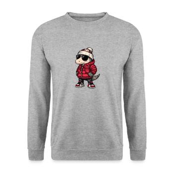 Gürteltier Cool Comic - Unisex Pullover - Weißgrau meliert - Vorne - Alina (178cm) & Michal (187cm)