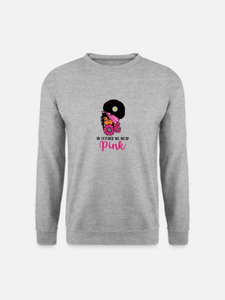 Im Oktober tragen wir Pink für afrikanische Frauen, die kämpfen - Unisex Pullover - Weißgrau meliert