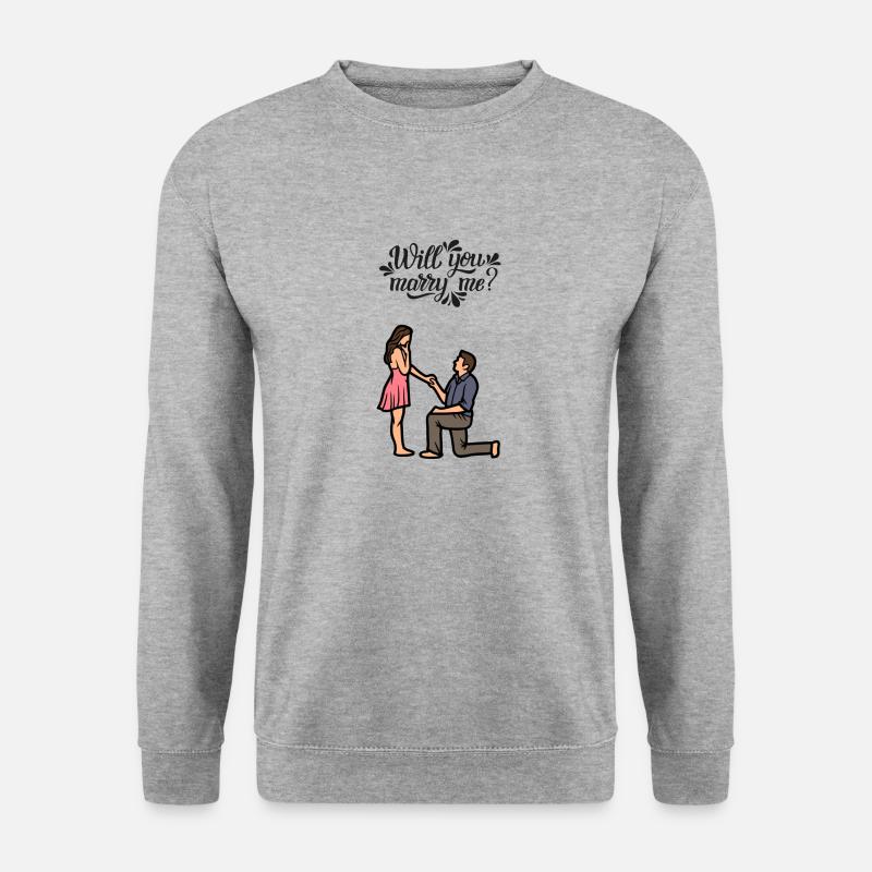 Wirst du mich heiraten, Geschenk - Unisex Pullover - Weißgrau meliert