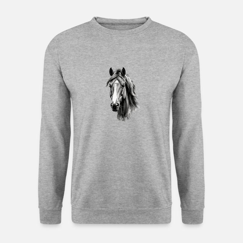 Pferd - Unisex Pullover - Weißgrau meliert