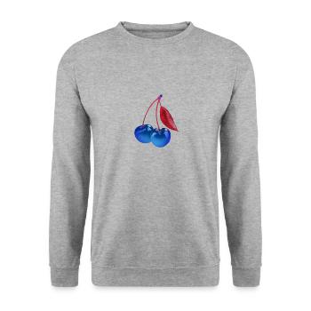 kirsche,cherrie,graffiti,blau,malerei,pop-art - Unisex Pullover - Weißgrau meliert - Vorne - Alina (178cm) & Michal (187cm)