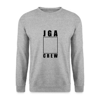 JGA Crew Leer - Unisex Pullover - Weißgrau meliert - Vorne - Alina (178cm) & Michal (187cm)