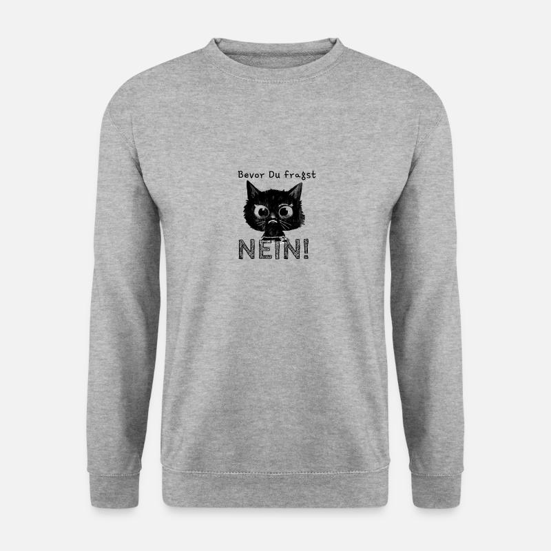 Katze,comic,Kätzchen,bevor Du fragst - Unisex Pullover - Weißgrau meliert