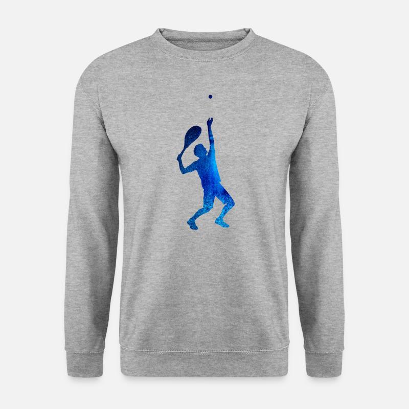 aufschlag, tennis,bunt,graffiti,blau - Unisex Pullover - Weißgrau meliert