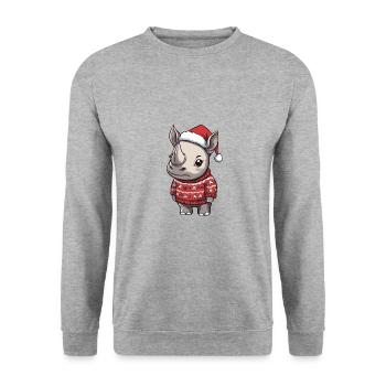 Bande dessinée de Noël Rhino - Sweat-shirt Unisexe - gris chiné - Devant - Alina (178cm) & Michal (187cm)