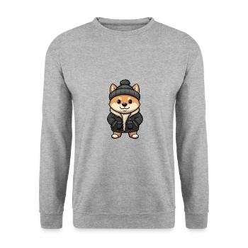 Shiba Inu Chien Élégant - Sweat-shirt Unisexe - gris chiné - Devant - Alina (178cm) & Michal (187cm)