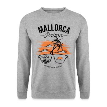 Majorque "Palma" - Sweat-shirt Unisexe - gris chiné - Devant - Alina (178cm) & Michal (187cm)