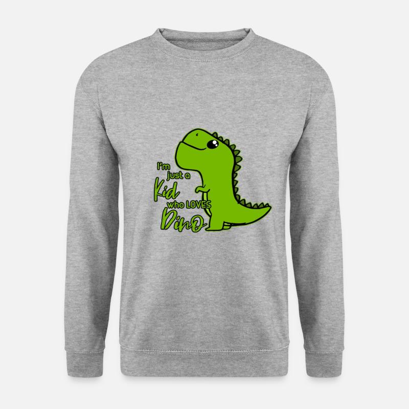 Dino - Unisex Pullover - Weißgrau meliert