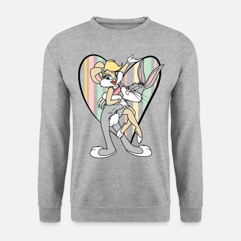 Looney Tunes Bugs Bunny und Lola Herz - Unisex Pullover - Weißgrau meliert