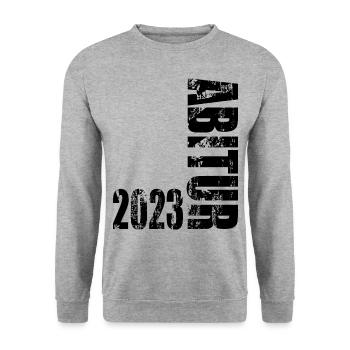 Abitur 2023 - Unisex Pullover - Weißgrau meliert - Vorne - Alina (178cm) & Michal (187cm)