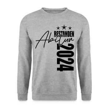 Abitur 2024 - Unisex Pullover - Weißgrau meliert - Vorne - Alina (178cm) & Michal (187cm)