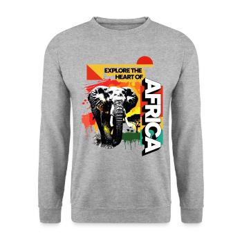 Afrika Elefant Natur Abenteuer Wildnis Safari - Unisex Pullover - Weißgrau meliert - Vorne - Alina (178cm) & Michal (187cm)