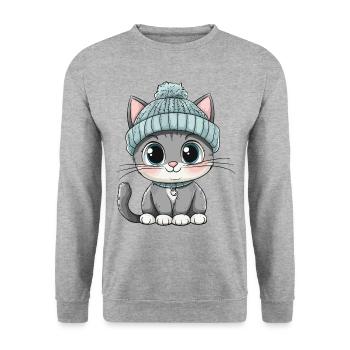 Cat Cute Cute Baby Kids Animal Cartoon - Unisex Sweatshirt - salt & pepper - Front - Alina (178cm) & Michal (187cm)