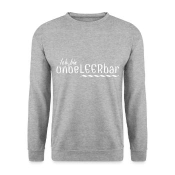 Wortklauberei - Ich bin unbeLEERbar 2 - Unisex Pullover - Weißgrau meliert - Vorne - Alina (178cm) & Michal (187cm)